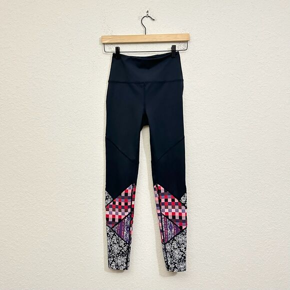 FREE PEOPLE MOVEMENT Daredevil Leggings Black Geometric High Rise - Picture 1 of 15